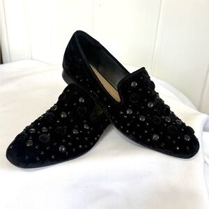 Donald J Pliner Smoking Loafers Lyle2sp Black Embellished Velvet